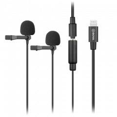 Петличный микрофон двойной BOYA BY-M2D Lightning MFI