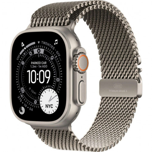 Apple Watch Ultra 3 (2025), 49 мм, корпус из титана цвета «Natural», ремешок Titanium Milanese Loop цвета «Natural», бежевый