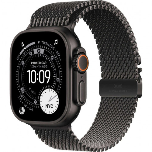 Apple Watch Ultra 3 (2025), 49 мм, корпус из титана цвета «Black», ремешок Titanium Milanese Loop цвета «Black», чёрный